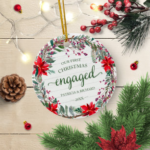 Décoration En Céramique Notre première couronne florale rustique de Noël e