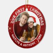 Décoration En Céramique NOTRE PREMIÈRE NOËL Rouge Blanc (Gauche)