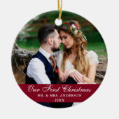 Décoration En Céramique Notre Première Photo de Mariage de Noël Bourgogne (Devant)