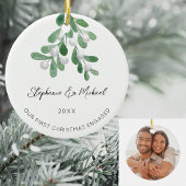 Décoration En Céramique Notre première photo de Mistletoe de Noël