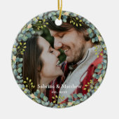 Décoration En Céramique Notre première photo de Noël Couple vert Wreath (Devant)