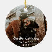 Décoration En Céramique Notre première photo de Noël engagé Chalk Script (Dos)