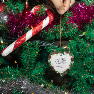 Décoration En Céramique Notre première photo de pin à couronne de Noël