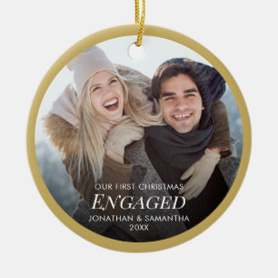 Décoration En Céramique Notre première photo Gold de Noël
