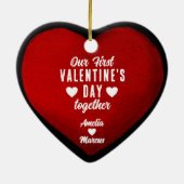 Décoration En Céramique Notre première Saint-Valentin Ensemble Coeur Coupl (Dos)