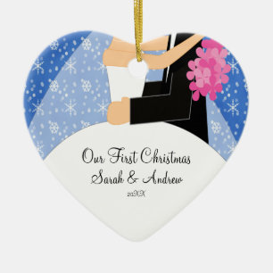 Décoration En Céramique Notre premiers jeune mariée et marié d'ornement de