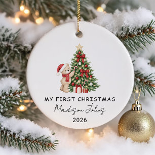 Décoration En Céramique Nounours d'hiver pour le premier Noël de bébé