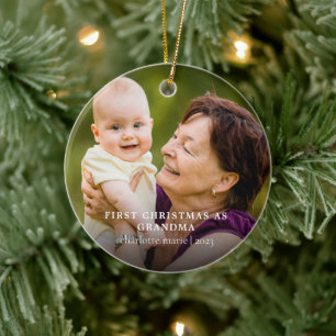Décoration En Céramique Nouveau bébé grand-mère photo de Noël