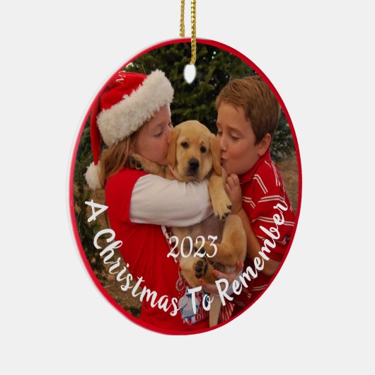 Décoration En Céramique Nouveau chiot pour Noël - Personnalisable (Droite)