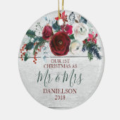 Décoration En Céramique Nouveaux mariés floraux d'hiver rustique en bois (Gauche)