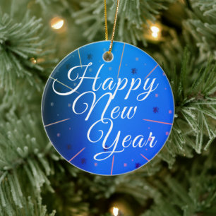 Décoration En Céramique Nouvelle Année Bleue Festive Joyeuse