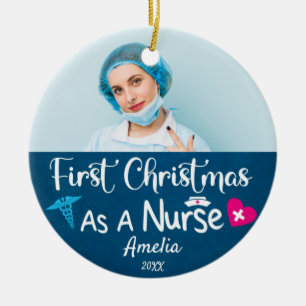 Décoration En Céramique Nouvelle infirmière Noël, photo personnalisée e