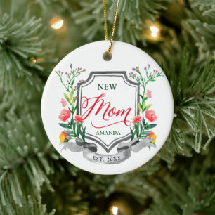 Décoration En Céramique Nouvelle maman Eau Personnalisée Établie Floral
