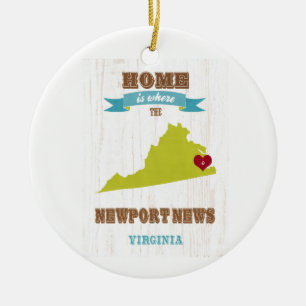 Décoration En Céramique Nouvelles de Newport, carte de la Virginie - à la