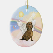Décoration En Céramique Nuages - Ange Dachshund (marron) (Droite)