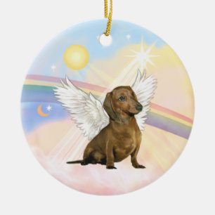 Décoration En Céramique Nuages - Ange Dachshund (marron)