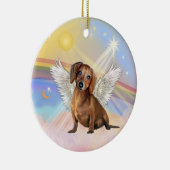 Décoration En Céramique Nuages - Ange Dachshund (marron / rouge) (Droite)