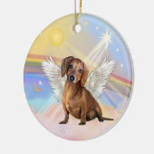 Décoration En Céramique Nuages - Ange Dachshund (marron / rouge) (Gauche)