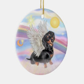 Décoration En Céramique Nuages - Ange Dachshund (noir/tan) (Droite)