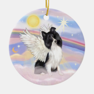 Décoration En Céramique Nuages - Bi Black Shetland Sheepdog Ange