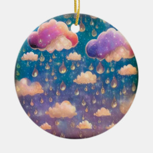 Décoration En Céramique Nuages de pluie cristal rose