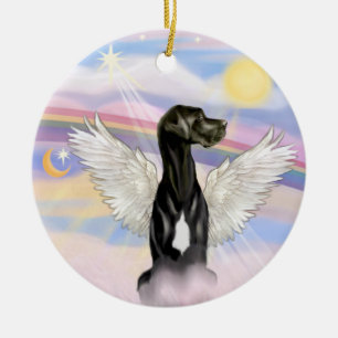 Décoration En Céramique Nuages - Grand Danois noir (oreilles naturelles)