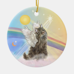 Décoration En Céramique Nuages - Norwegian Forest Chat Angel