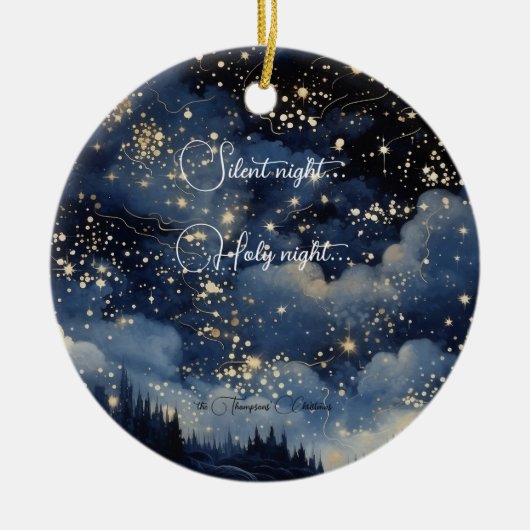 Décoration En Céramique Nuit sainte et étoilée de Noël (Devant)