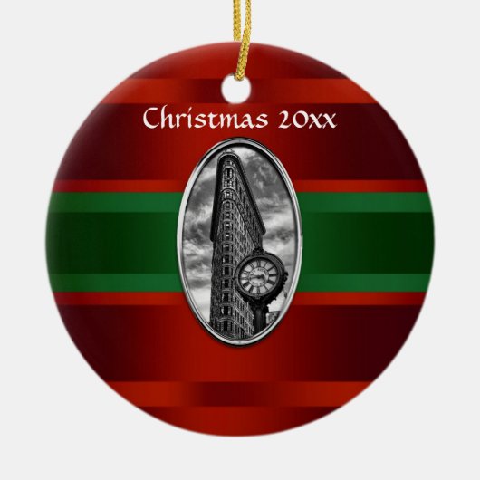 Décoration En Céramique NYC Skyline : bâtiment Flatiron Xmas #3 (Devant)