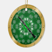 Décoration En Céramique Oboe ~ Argent ~ Vert ~ Or ~ Noël ~ (Gauche)
