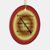 Décoration En Céramique Oboe ~ Sheet Music ~ Rouge/Vert/Or ~ Noël ~ (Droite)
