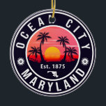 Décoration En Céramique Ocean City Maryland Retro Sunset Souvenirs 60s<br><div class="desc">Ocean City,  Maryland design est un grand cadeau de Noël ou d'anniversaire pour les fans des plages d'Ocean City et de la côte pacifique. Le design de l'été est un cadeau parfait pour les amateurs de voyage et les fans de destinations tropicales.</div>