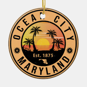 Décoration En Céramique Ocean City Maryland Retro Sunset Souvenirs 60s