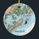 Décoration En Céramique Ocean City NJ Chart<br><div class="desc">Ocean City New Jersey Christmas ornament made with NOAA nautical chart.</div>