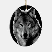 Décoration En Céramique Oeuvre de Loup noir et blanc (Droite)