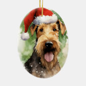 Décoration En Céramique OEuvre de peinture de Noël Airedale Terrier (Dos)