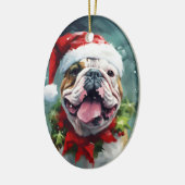 Décoration En Céramique OEuvre de peinture de Noël Bulldog (Gauche)