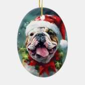 Décoration En Céramique OEuvre de peinture de Noël Bulldog (Dos)