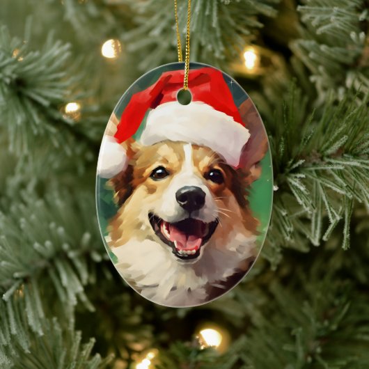 Décoration En Céramique OEuvre de peinture de Noël Corgi (Arbre)