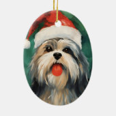 Décoration En Céramique OEuvre de peinture de Noël Lhasa Apso (Dos)