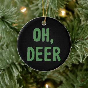 Décoration En Céramique Oh, cerf Noël drôle vintage Santa sarcastique