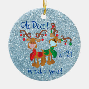 Décoration En Céramique Oh Deer Quelle année Parties scintillant de Noël 2