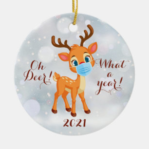 Décoration En Céramique Oh Deer What A Year 2021 Céramique Ornament