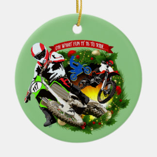 Décoration En Céramique Oh Quel Amusant Motocross Noël