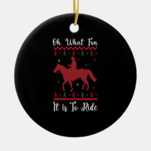 Décoration En Céramique Oh Quelle Joie De Monter À Cheval Noël De Noël