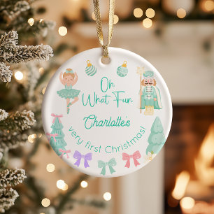 Décoration En Céramique Oh Quelle Joie Menthe Casse-Noisette Premier Noël