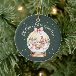 Décoration En Céramique Oh venez adorons-Le Jésus Xmas Rose Coquette