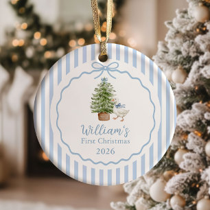 Décoration En Céramique Oie Bleue Bête Premier Noël Bébé