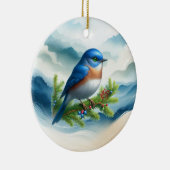 Décoration En Céramique Oiseau bleu et rameaux de Noël  (Droite)