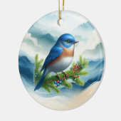Décoration En Céramique Oiseau bleu et rameaux de Noël  (Gauche)
